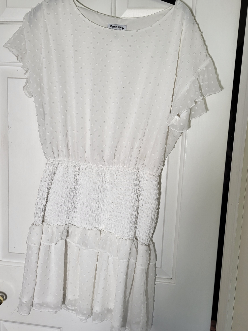 Love Ady White Swiss Dot Mini Dress